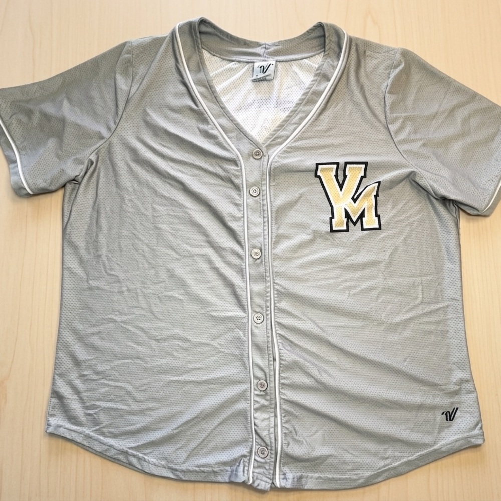 Varsity Spirit Broncos Grey Mesh Athletic Jersey Button Up Top Size 2XL